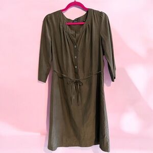 Marc O’Polo Brown Cotton Silk Shirt Dress with Lined Skirt in Size 38 / Size 8